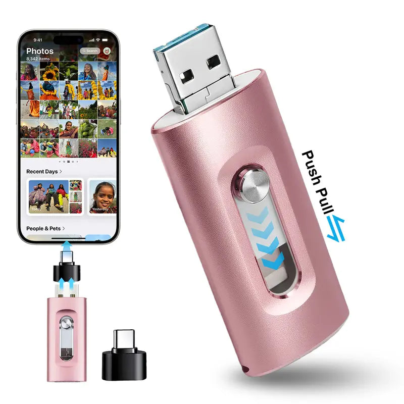 3-in-1 Flash Drive, High-Speed USB 3.0 OTG Pen Drive with Type-C Adapter