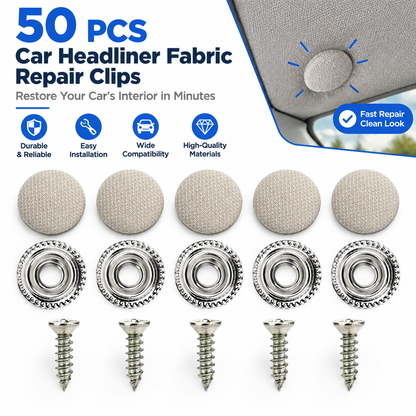 50Pcs Car Roof Headliner Repair Buttons, Fabric Covered Retainer Screws, Auto Ceiling Liner Fixing Snap Fastener Clips