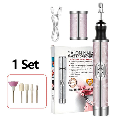 1 Set Portable Electric Nail Drill Kit with LCD Display, USB Rechargeable