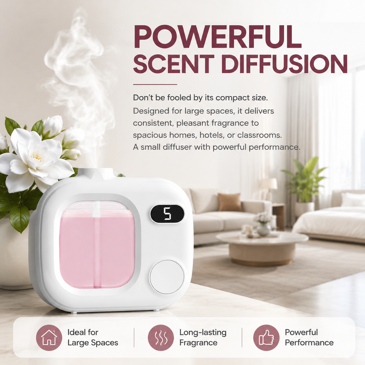 Waterless Essential Oil Diffuser Portable Cordless Aromatherapy Scent Machine with 5 Mist Modes