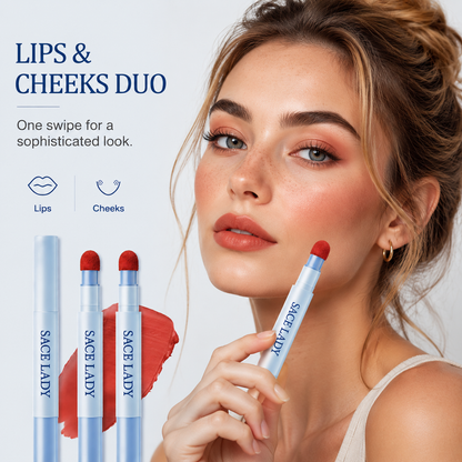 2Pcs Matte Lipstick & Multi-Use Cream Blush for Cheeks and Lips – Silky, Blendable Texture