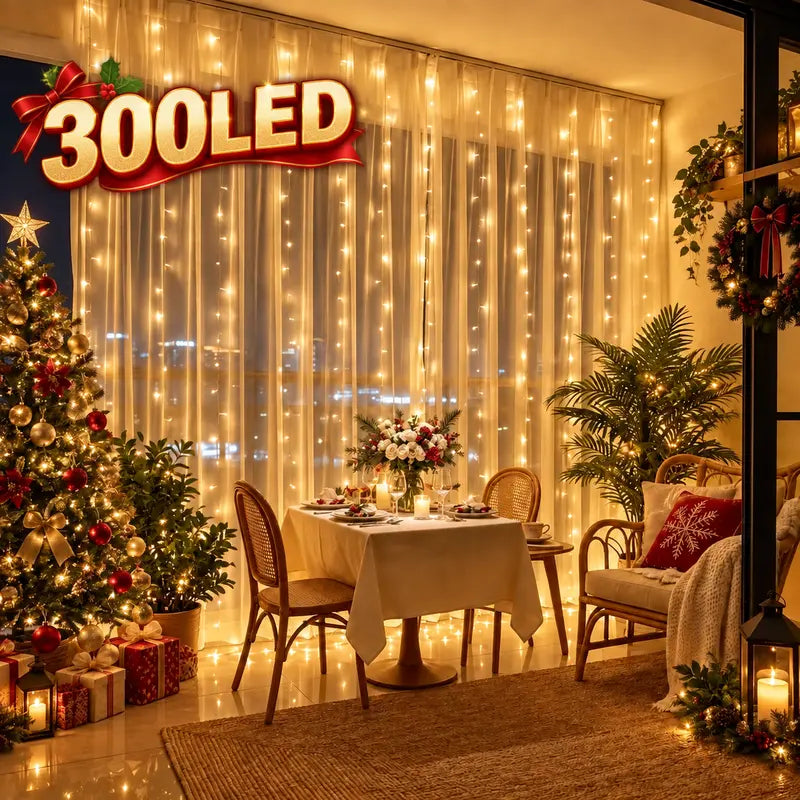 300 LED Curtain Lights, 9.8x9.8 Ft USB Powered with Remote Control