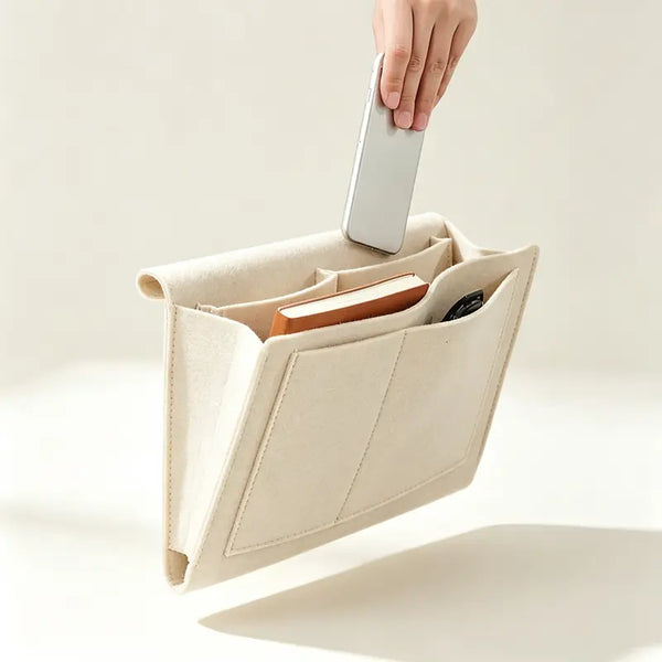 Bedside Caddy, 5 Pockets Felt Bedside Storage Organizer, Hanging Storage Organizer
