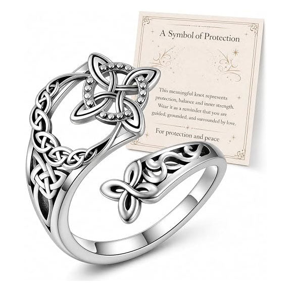 Witches Knot Ring for Women Adjustable Witches Protection Knot Ring