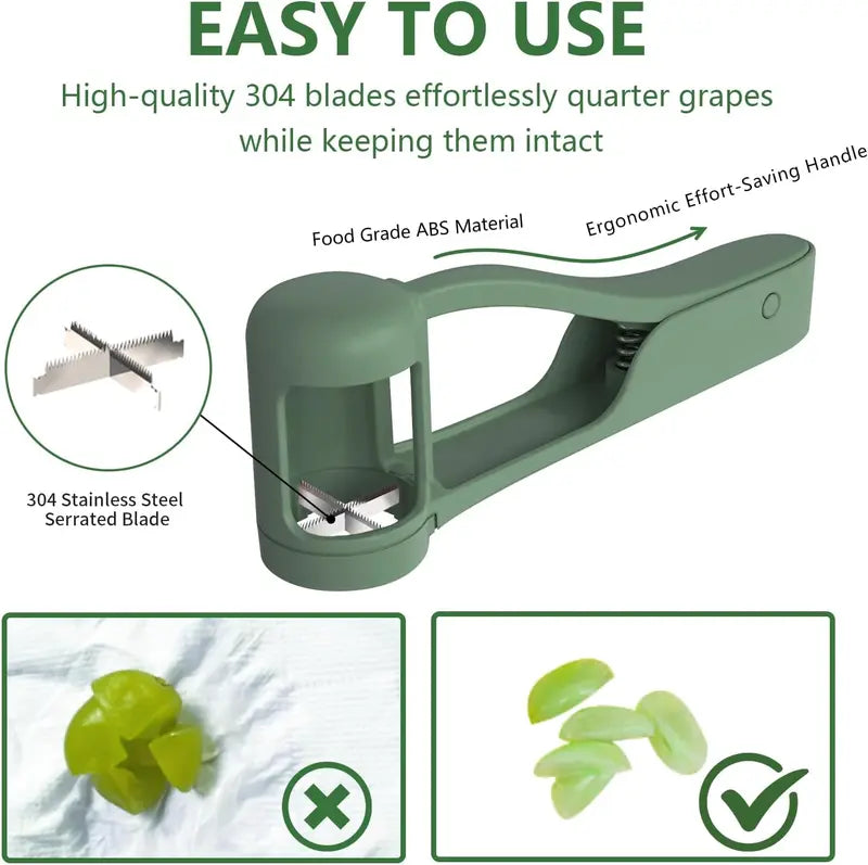Grape Cutter Stainless Steel Baby Fruit Slicer Safe & Easy Grape