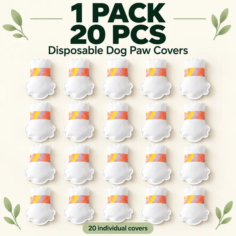 20/40/60Pcs Disposable Dog Boots,Paw Covers with Adjustable Self-Adhesive Bandage for Indoor & Outdoor Walks