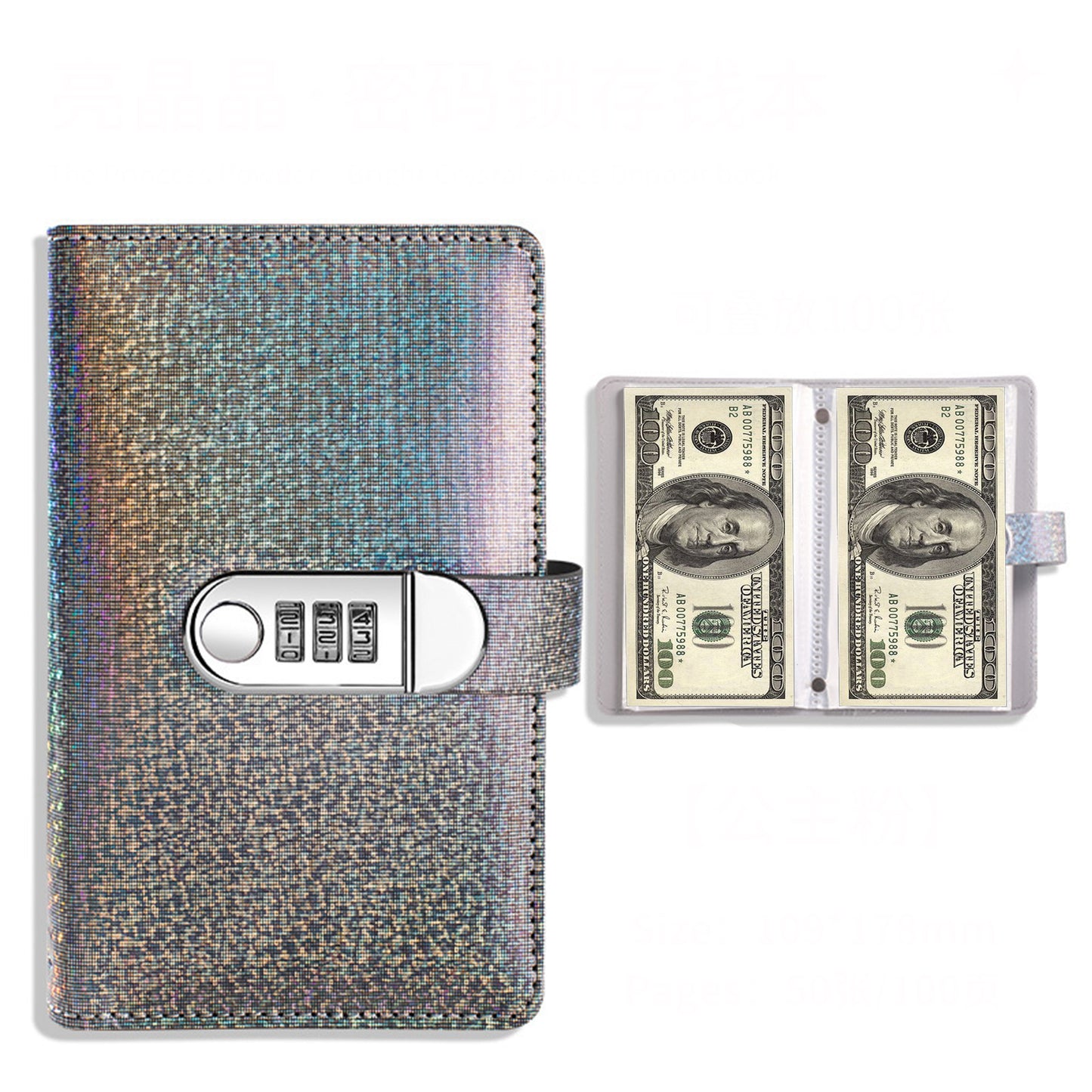 Leather Cash Storage Book for Up to 100 Bills