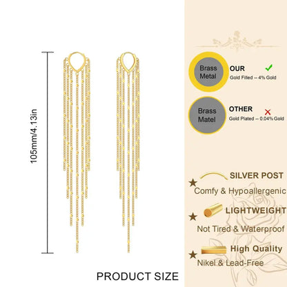 Long Tassel Earrings for Women,Chain Tassel Threader Earrings Trend Dangling