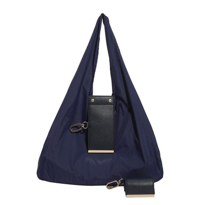 Foldable Keychain Tote Bag, Expandable Leather Mini Bag with Key Ring