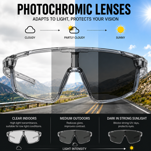 UV400 Photochromic Polarized Safety Glasses Sports Sunglasses for Men Women