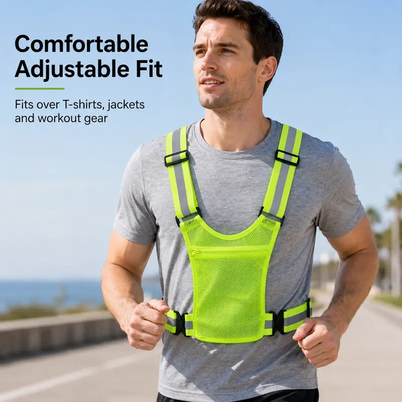 High Visibility Reflective Safety Vest - Adjustable Strap