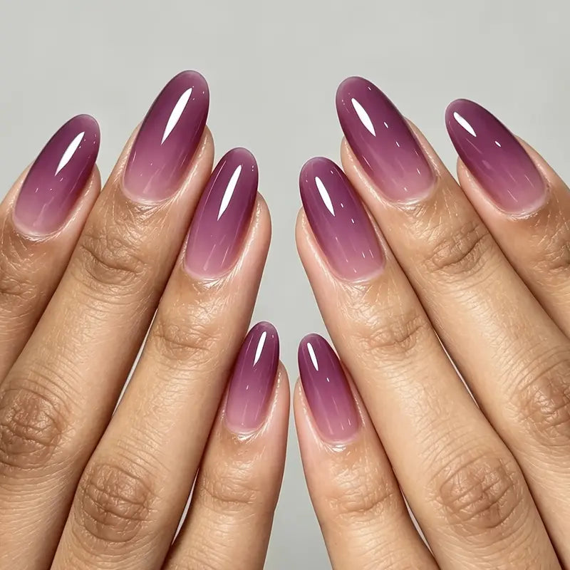 2PCS Glossy Grape Purple Nail Polish with Strengthening Formula Quick Dry