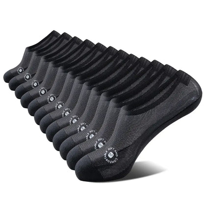 6 Pair Men's Ultra-Thin Mesh No-Show Socks Anti-Slip Heel