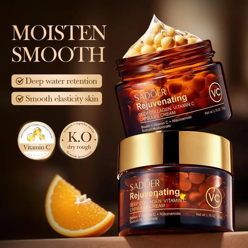 Deep Collagen Vitamin C Capsules Cream,Rejuvenating Anti-Wrinkle Moisturizer Face Cream