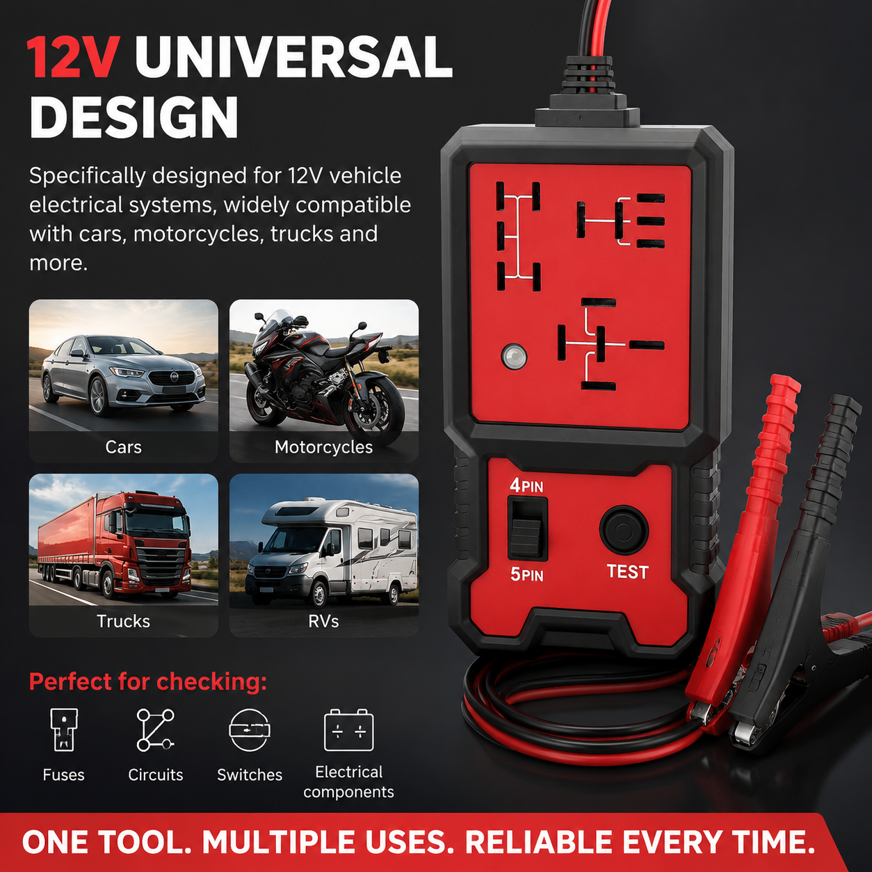 Universal 12V Automotive Relay Tester / Electronic Circuit Detector