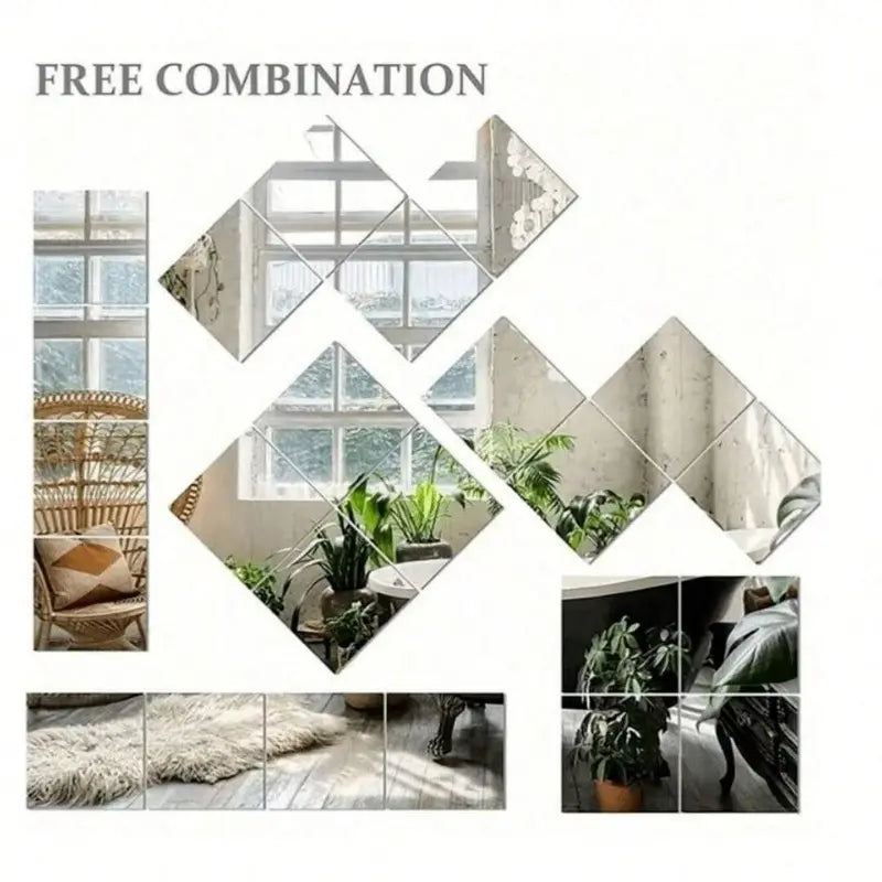 4Pcs Full-Length Self-Stick Wall Mirror Acrylic, Home Decor Mirror 30x30cm