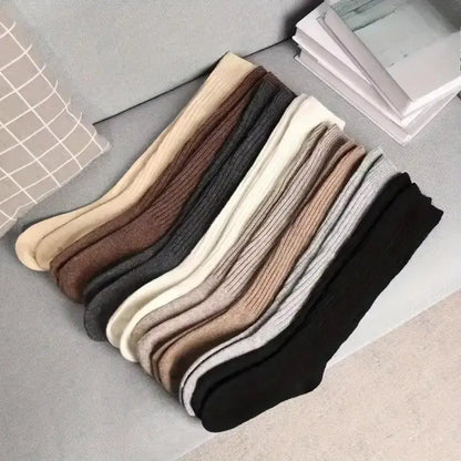 Women's 5-Pairs Thick Cute Slim-Fit Solid Color Calf Boot Socks