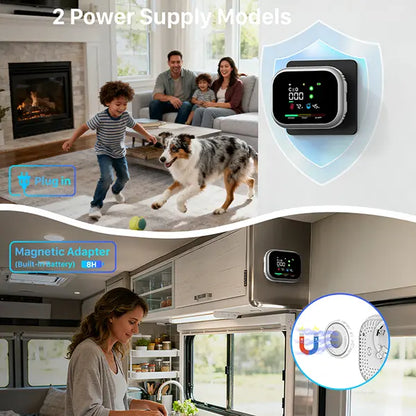 6-in-1 Portable Detector with Natural Gas & Temperature Humidity Sensors Plug-and-Play Design