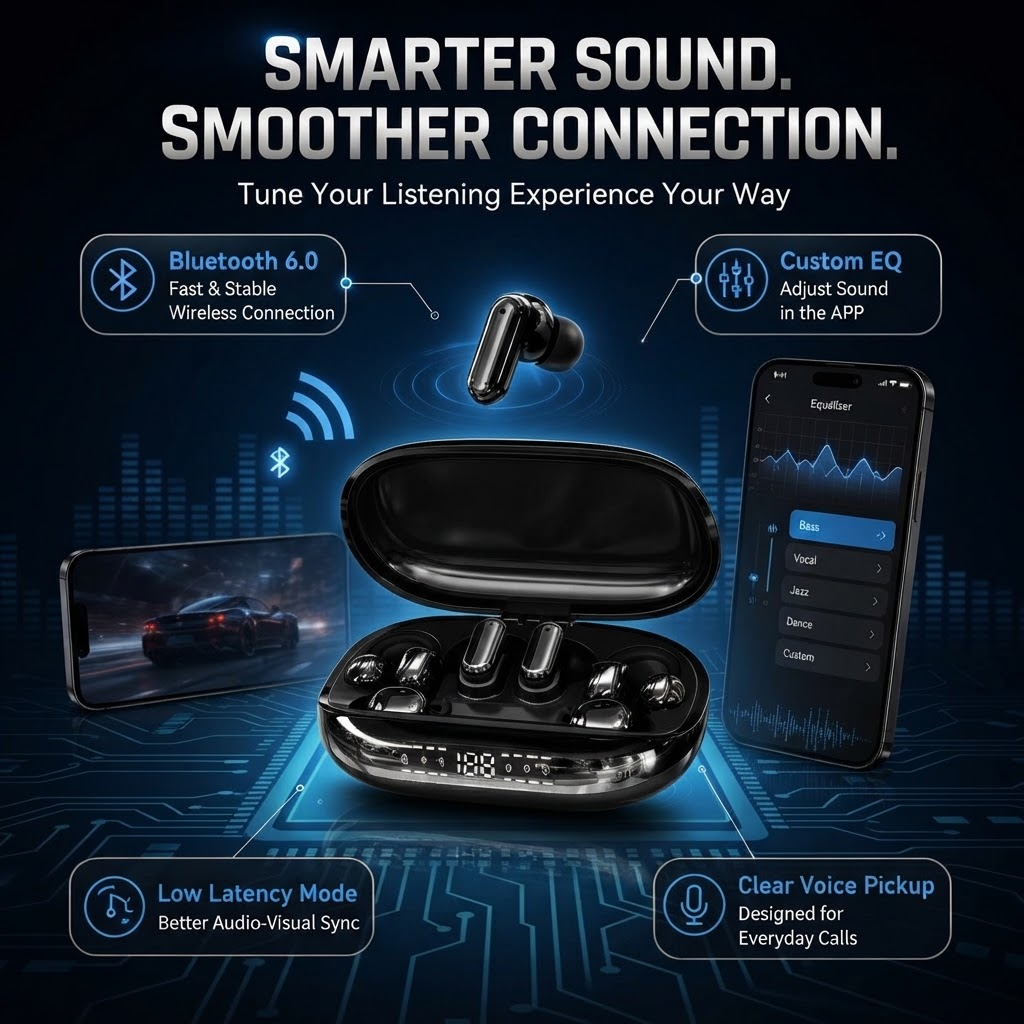 3-in-1 Bluetooth Wireless Earbuds with Chargeable Power Bank Case Interchangeable Clip-On
