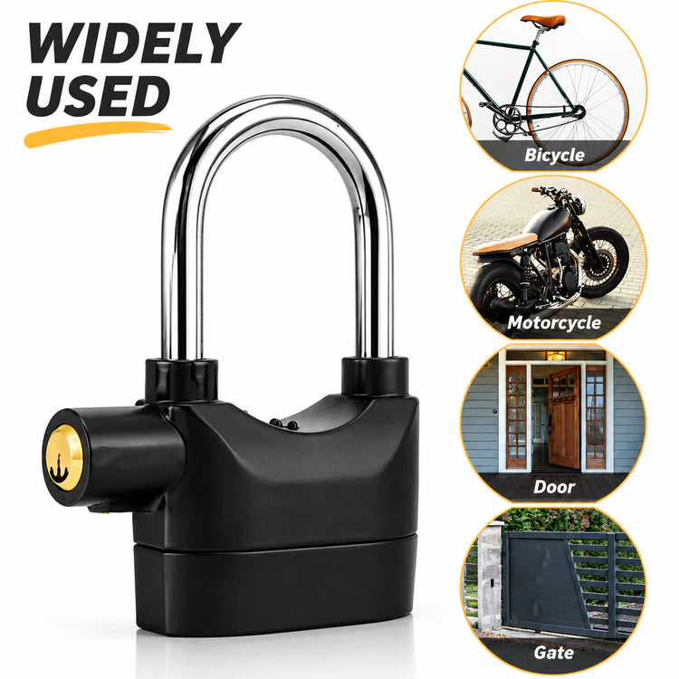 110 dB Alarm Hanging Padlock, Outdoor Stainless Steel Door Lock with Alarm and 3 Keys