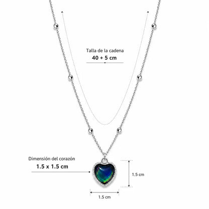 Mood Pendant Necklace Heart-Shaped Temperature-Sensitive Color-Changing Necklace