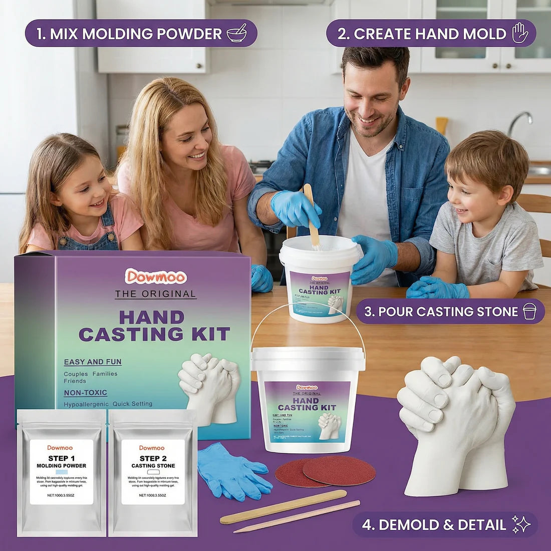 Hand Casting Kit – Hand Casting Kit for Couples or Family | Keepsake Sculpture Wedding Kids