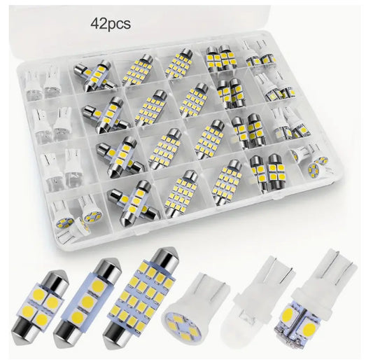 42 Pcs Interior Car Lights, Super Bright White Dome Map Tail Cab Lights Bulb Kit Set