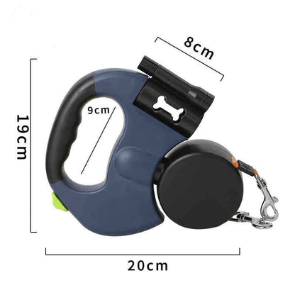Dog Leashes Dual Dogs Pet Leash Ropes Auto Retractable Cat Traction Rope Adjustable Dog Strap Flexible