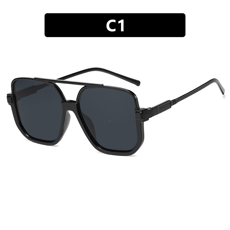 Retro Oversized Aviator Sunglasses for Women Men Square Double Bridge