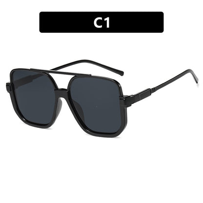 Retro Oversized Aviator Sunglasses for Women Men Square Double Bridge