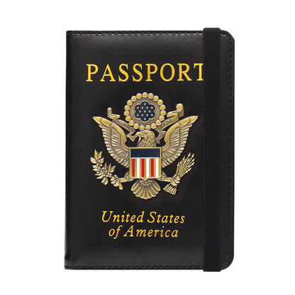 RFID Blocking Passport Holder for Women Men with 3D Metal Badge