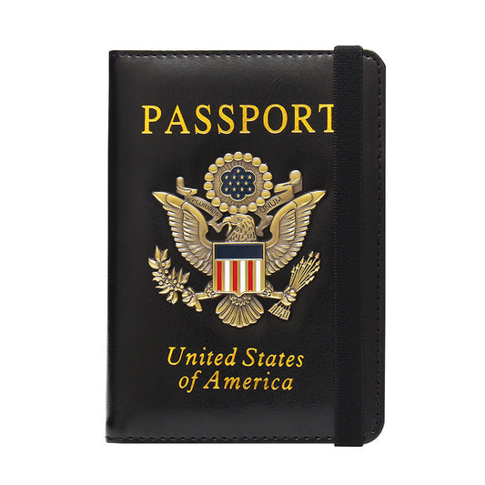 RFID Blocking Passport Holder for Women Men with 3D Metal Badge
