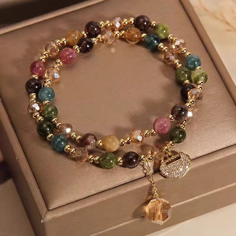 Money Wealth Crystal Bracelet Set Multi Stone Beaded Feng Shui Jewelry