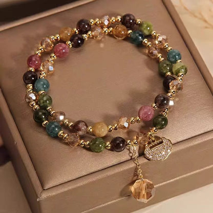 Money Wealth Crystal Bracelet Set Multi Stone Beaded Feng Shui Jewelry