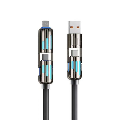 4-in-1 Fast Charging Cable with LED Indicator, 5ft 240W USB C Multi Charger Cord