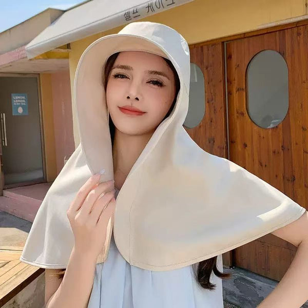 Women's Wide-Brim UV-Protection Bucket Hat with Neck Flap