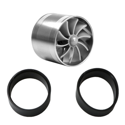 Car Air Intake Turbonator Dual Fan Turbine Super Charger Gas Fuel Saver Turbo