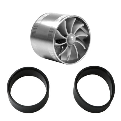 Car Air Intake Turbonator Dual Fan Turbine Super Charger Gas Fuel Saver Turbo