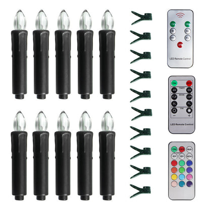 10Pack LED Flameless Candle Clip Lights with Remote,Batteried(AAA) Dimmable Lights
