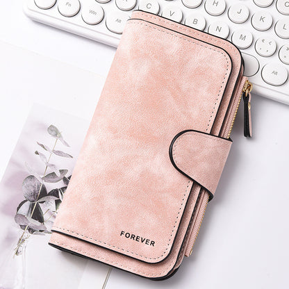 Women's Long Wallet with ID Window and Mini Coin Pouch