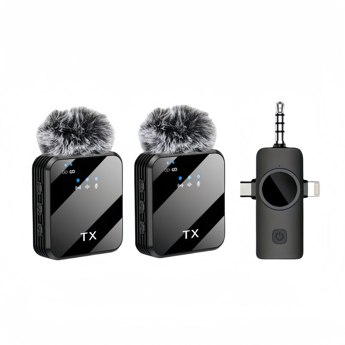 3 in 1 Wireless Lavalier Microphone for iPhone/Android/Camera,328ft Transmission, 18H Battery Life