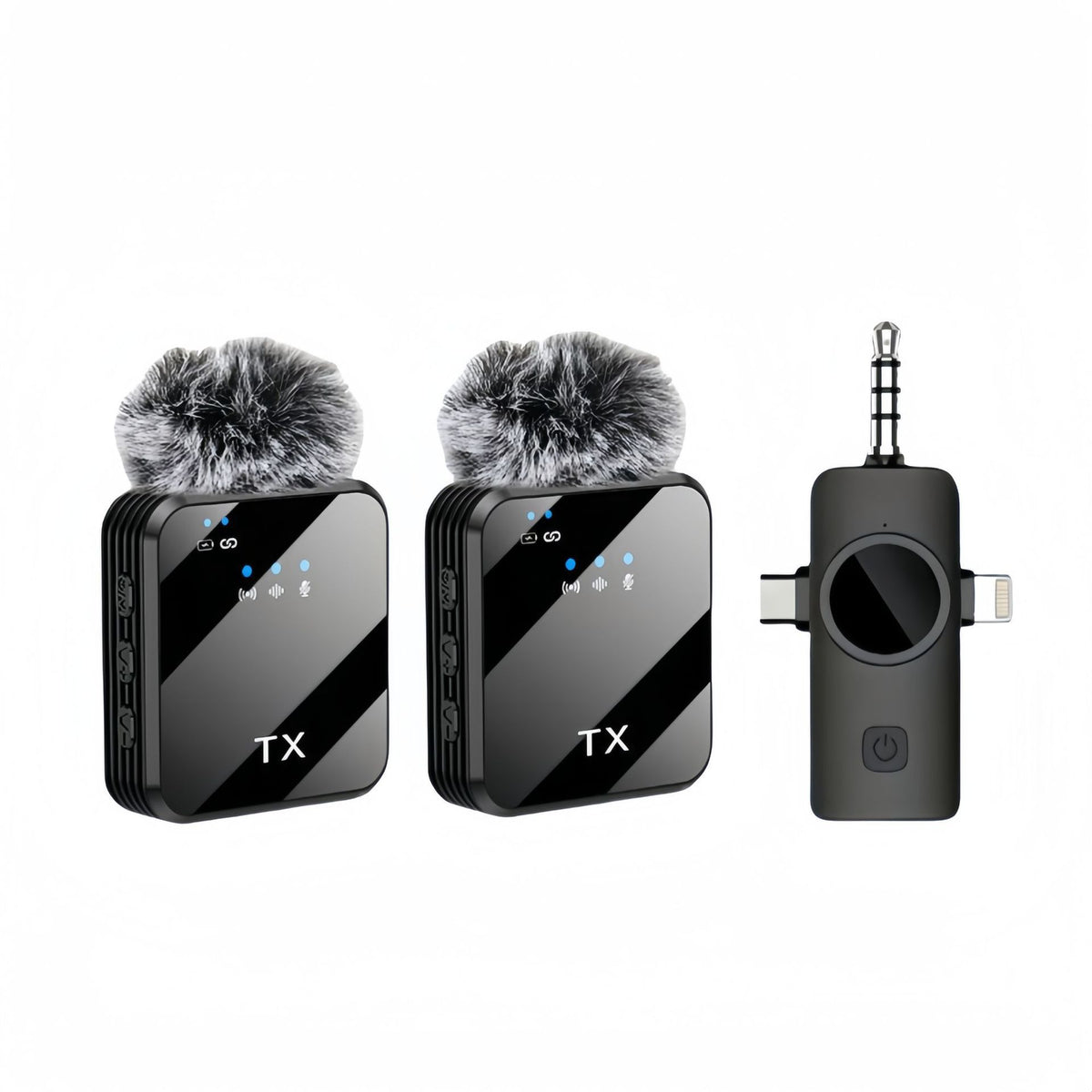 3 in 1 Wireless Lavalier Microphone for iPhone/Android/Camera,328ft Transmission, 18H Battery Life