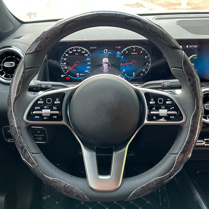 3pcs Universal Car Wood Grain Steering Wheel Cover for D-Shaped and Round Steering Wheel of 37-38cm (14.5-15 inches)