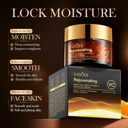 Deep Collagen Vitamin C Capsules Cream,Rejuvenating Anti-Wrinkle Moisturizer Face Cream