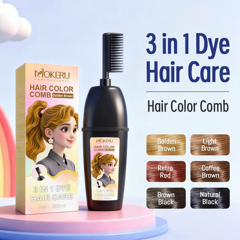 3-In-1 Herbal Hair Coloring Comb | Easy Hair Coloring At Home With Built-In Brush | No Mix, Ammonia-Free