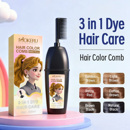 3-In-1 Herbal Hair Coloring Comb | Easy Hair Coloring At Home With Built-In Brush | No Mix, Ammonia-Free