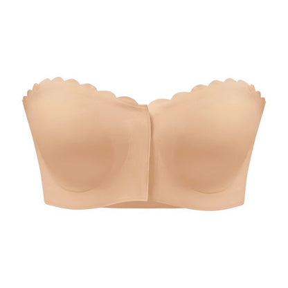 Wireless Invisible Comfortable Scallop Trim Hook & Eye Front Bralette