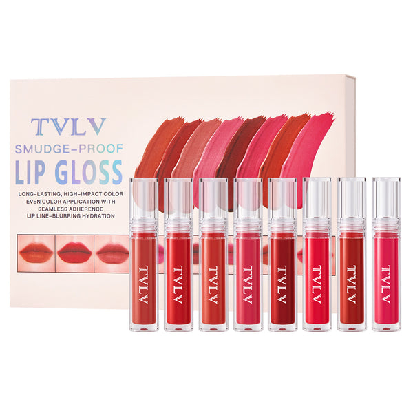 8-Piece Velvet Matte Lip Gloss Set – Waterproof, Long-Lasting & Moisturizing