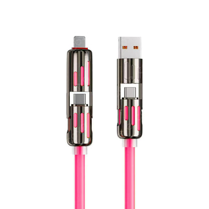 4-in-1 Fast Charging Cable with LED Indicator, 5ft 240W USB C Multi Charger Cord