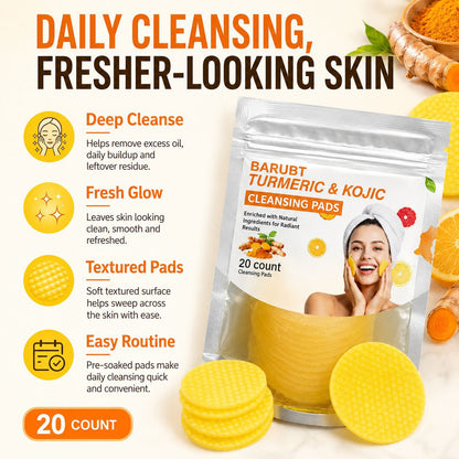 Turmeric & Kojic Cleansing Pads - 20 Pads for Deep Pore Clean